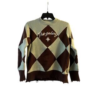 Peacebird The galaxy sweater size S Green Brown vintage-inspired streetwear
